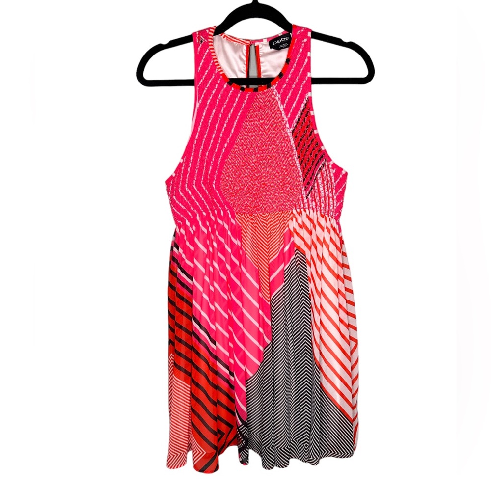bebe Pink Multi-Stripe Mini Dress